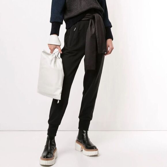 3.1 Phillip Lim Tie-Waist Black Track High Waist Pants Sz M - Picture 1 of 8
